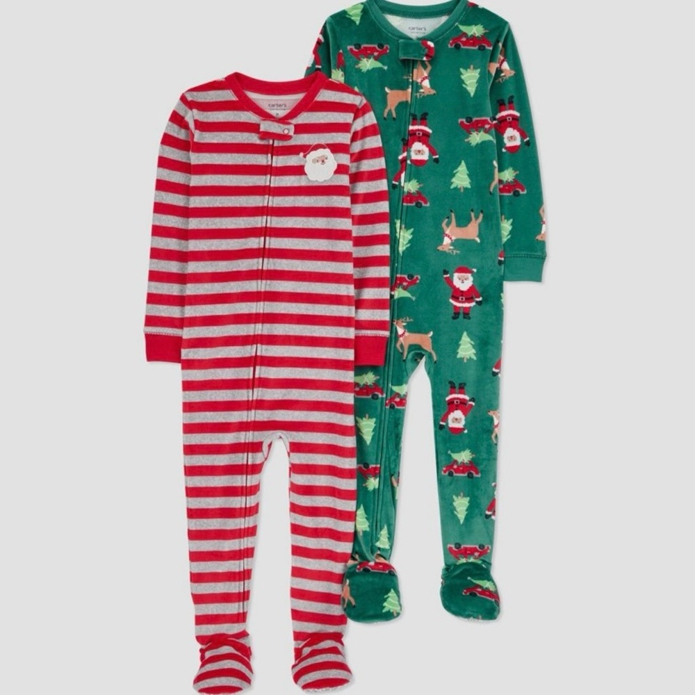Carter's Toddler Boys 2pk Snug Fit Christmas Santa Long Sleeve Footed Pajama